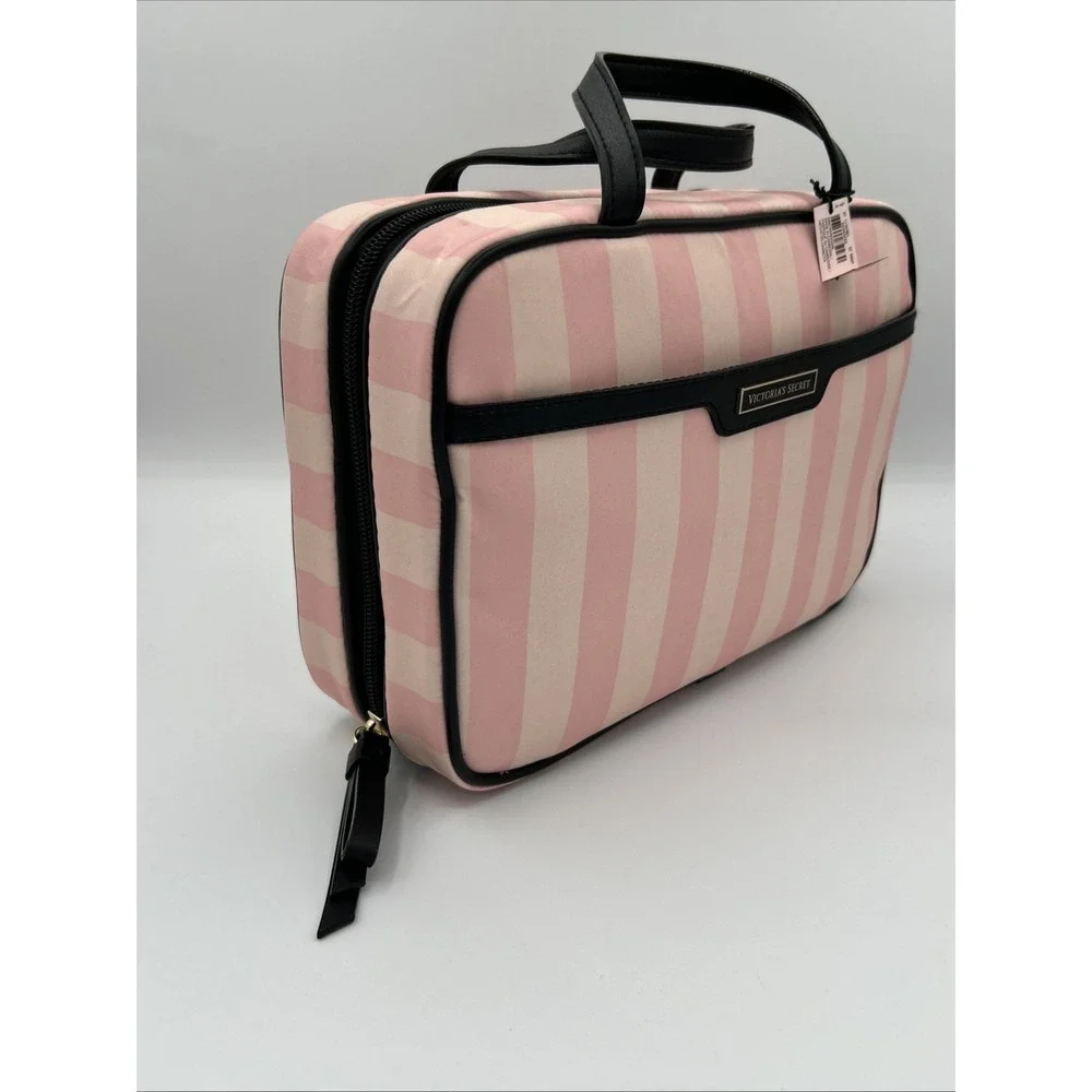 Victoria's Secret Hanging Cosmetics Bag,Heritage Stripes Pink Travel Case NEW - Picture 9 of 15